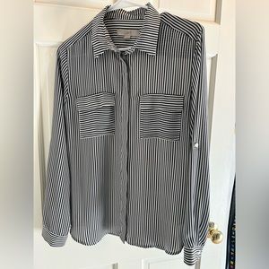 Loft navy and white striped blouse
